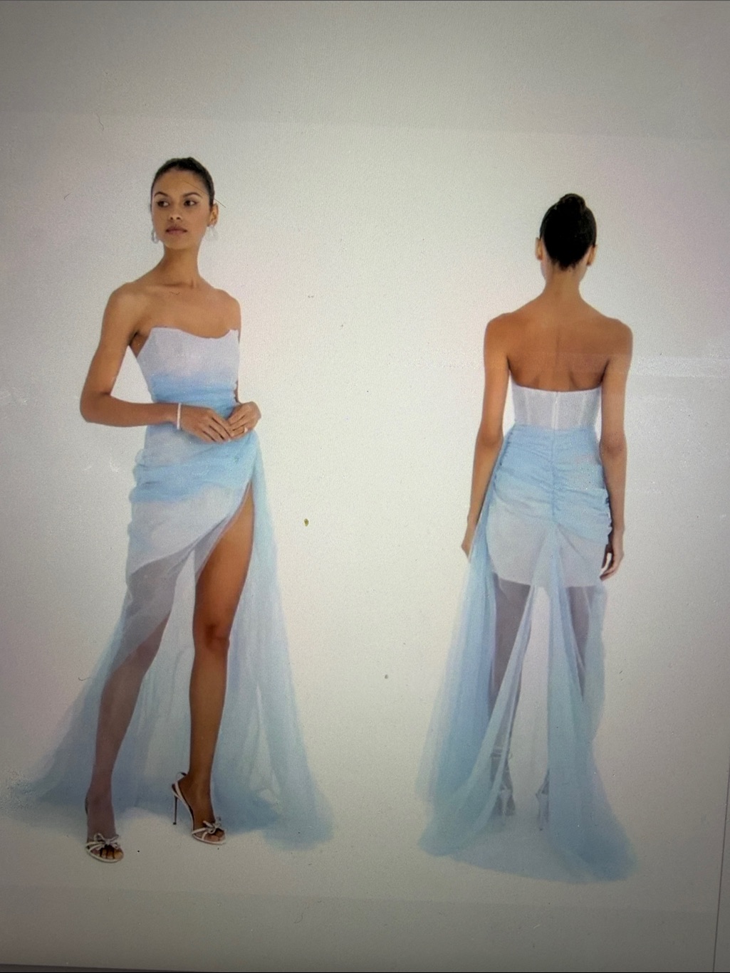 The Bar Cleo Gown Azure Tulle Blue Fairy Mini Maxi Wedding Prom Dress 0
